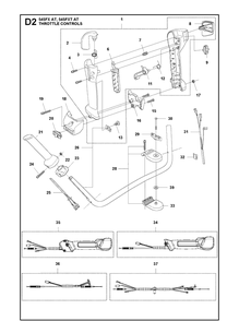 Throttle Controls Diagram and Parts List for 545FXAT  Husqvarna Brush Cutter