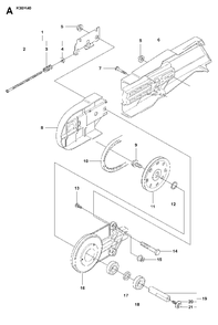 Belt Guard And Pulley Diagram and Parts List for K40 2007-01 Husqvarna Circular Saw
