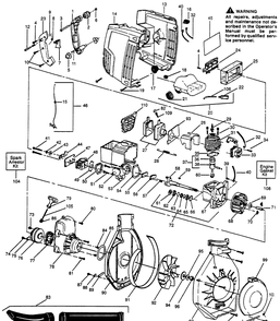Main Assembly Diagram and Parts List for 132HBV 1996-01 Husqvarna Leaf Blower / Vacuum