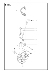 Ignition System Diagram and Parts List for 143RII 20090100001-20143600000 Husqvarna Brush Cutter