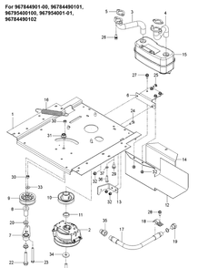 Engine Mounting, Guards And Muffler Diagram and Parts List for Z254F  Husqvarna Lawn Mower