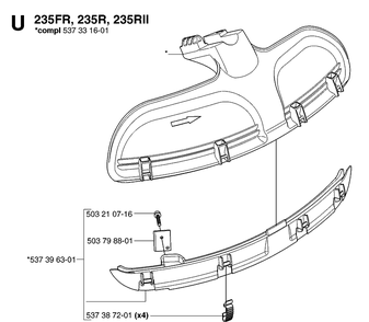 Guards Diagram and Parts List for 235RII  Husqvarna Brush Cutter