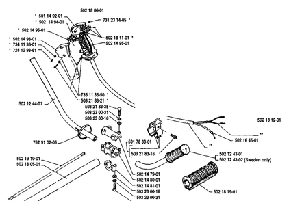 Tube Assembly Diagram and Parts List for 22RL 1989-09 Husqvarna Trimmer