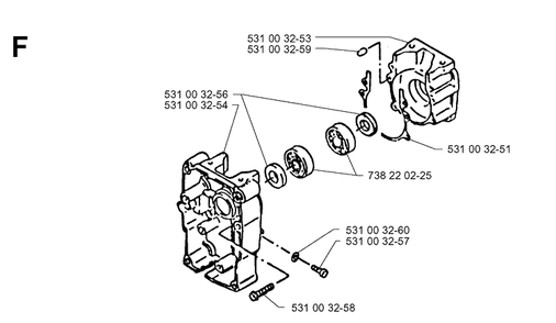 Crankcase Diagram and Parts List for 141B 19974000001-20041399999 Husqvarna Leaf Blower / Vacuum