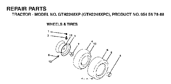 Wheels And Tires Diagram and Parts List for GTH2248XP (GTH2248 XPC, 954567888)(2003-07) Husqvarna Lawn Tractor