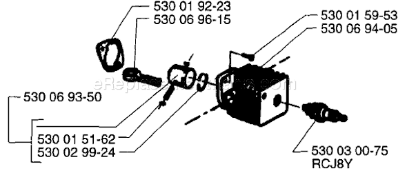 Page H Diagram and Parts List for 18H 1996-03 Husqvarna Trimmer