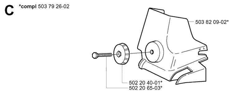 Air Filter Cover Diagram and Parts List for 334T 20031800001-20034400000 Husqvarna Chainsaw