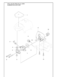 Carburetor And Air Filter Diagram and Parts List for 323RII 2009-08 Husqvarna Trimmer