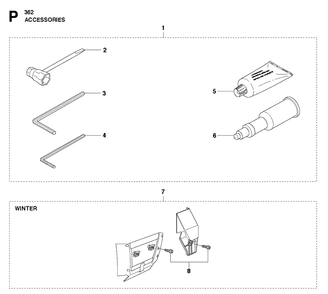 Accessories Diagram and Parts List for 362 2011-02 Husqvarna Chainsaw