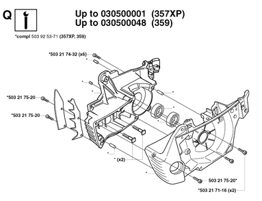 Service Updates 2 Diagram and Parts List for 359 20031400001-20041800000 Husqvarna Chainsaw