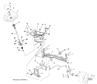 Steering Diagram and Parts List for YTH1842-223810 2017-12 Husqvarna Lawn Tractor