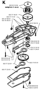 Gear Housing Diagram and Parts List for 225H75 19960500001-19970500000 Husqvarna Hedge Trimmer