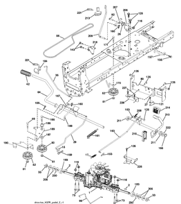 Drive Diagram and Parts List for YTH24K48 (96045003601)(2012-11) Husqvarna Lawn Tractor