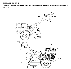 Decals Diagram and Parts List for 700DRT (96093000401)(2006-02) Husqvarna Tiller