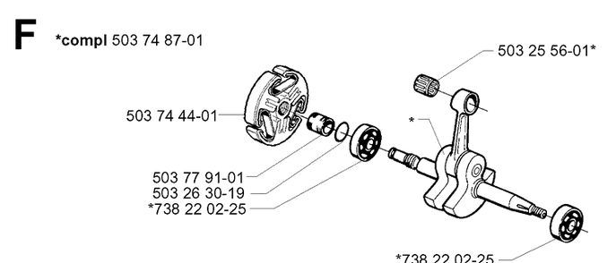 Crankshaft 2 Diagram and Parts List for 372XP/ (XPG)(20014000001-20034000000) Husqvarna Chainsaw