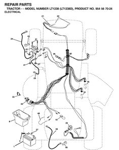 Electrical Diagram and Parts List for LT1238-LT1238D 2002-02 Husqvarna Lawn Tractor