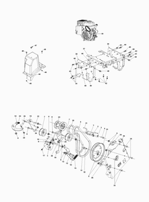 Chassis, Engine And Pulleys Diagram and Parts List for ST430  Husqvarna Snow Blower
