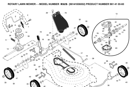 Product Complete 2 Diagram and Parts List for R52S (96141006002)(2007-05) Husqvarna Lawn Mower