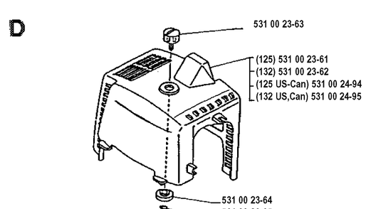 Cylinder Cover Diagram and Parts List for 132LD 19904400001-19920100000 Husqvarna Edger