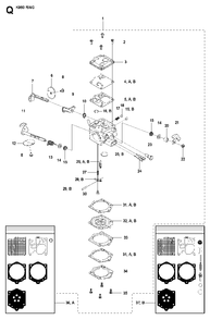 Carburetor Details Diagram and Parts List for K960RING 2008-03 Husqvarna Circular Saw