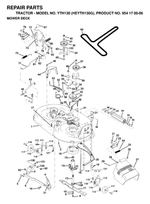 Mower Deck / Cutting Deck Diagram and Parts List for YTH130 (954170006-G)(1998-12) Husqvarna Lawn Tractor