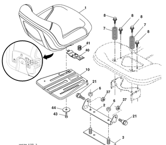 Seat Assembly Diagram and Parts List for 2042LS (96043004800)(2007-12) Husqvarna Lawn Mower