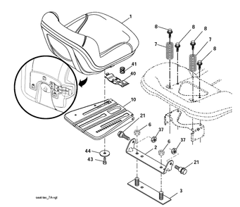 Seat Diagram and Parts List for YTH150 (96041002203)(2009-01) Husqvarna Lawn Tractor