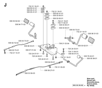 Pedals Diagram and Parts List for R13R (953533001)(2003-09) Husqvarna Lawn Tractor
