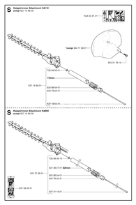 Attachments Diagram and Parts List for 325HDA55X 20054000001 & Above Husqvarna Hedge Trimmer