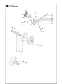 Clutch And Oil Pump 9 Diagram and Parts List for 365 X-TORQ Husqvarna Chainsaw