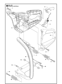 Handle And Controls Diagram and Parts List for 455 RANCHER Husqvarna Chainsaw