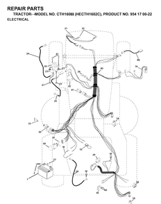 Electrical Diagram and Parts List for CTH160II (HECTH1602C)(2001-02) Husqvarna Lawn Tractor