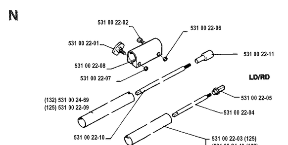 Shaft 2 Diagram and Parts List for 132LD 19904400001-19920100000 Husqvarna Edger