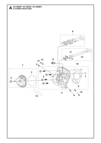 Cylinder Head Assembly Diagram and Parts List for HH389MP OB Husqvarna Engine