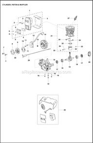 Cylinder Diagram and Parts List for 130C  Husqvarna Trimmer