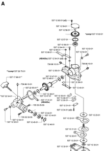 Gear Housing Diagram and Parts List for 324HDA55 (X-SERIES)(20041800001-20053600000) Husqvarna Hedge Trimmer