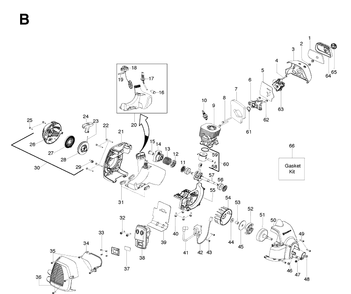 Engine Diagram and Parts List for 125R 20064000001-20074000000 Husqvarna Brush Cutter