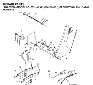 Mower Lift / Deck Lift Diagram and Parts List for CTH180XP (96061000601)(2005-05) Husqvarna Lawn Tractor