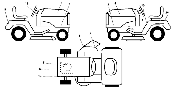 Decals Diagram and Parts List for YTH1842 (954569790-A)(2003-01) Husqvarna Lawn Tractor