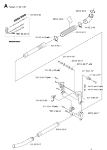 Tube Diagram and Parts List for 155B 20014000001-20041499999 Husqvarna Leaf Blower / Vacuum