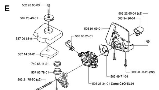Carburetor And Air Filter Diagram and Parts List for 326P 20062800001-20081199999 Husqvarna Pole Saw