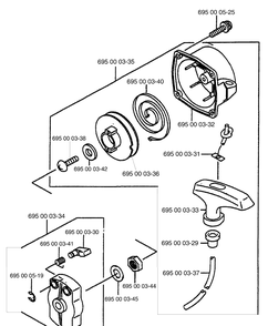 Starter Assembly Diagram and Parts List for 145BF 1997-07 Husqvarna Leaf Blower / Vacuum