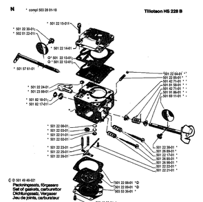 Carburetor Details Diagram and Parts List for 288 19933600001-19974900000 Husqvarna Chainsaw