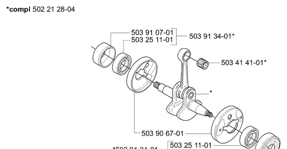Crankshaft Diagram and Parts List for 232L 2006-04 Husqvarna Trimmer