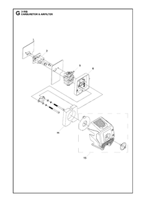 Carburetor And Air Filter Diagram and Parts List for 131RB 20181300001 & Above Husqvarna Brush Cutter