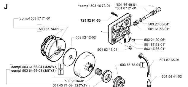 Clutch And Oil Pump Diagram and Parts List for 262XP 19992300001-Current Husqvarna Chainsaw