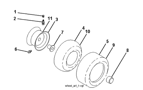 Wheels And Tires Diagram and Parts List for YTH224TFI (96041034500)(2013-11) Husqvarna Lawn Tractor