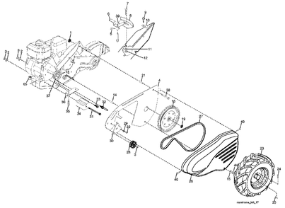Mainframe, Left Side Diagram and Parts List for 650RTT (954329172-B)(2003-08) Husqvarna Tiller