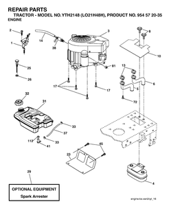 Engine Diagram and Parts List for YTH2148-LO21H48H 2004-04 Husqvarna Lawn Tractor
