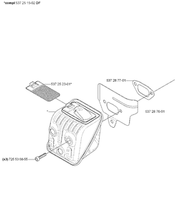 Muffler Diagram and Parts List for 455ERANCHER 2007-01 Husqvarna Chainsaw